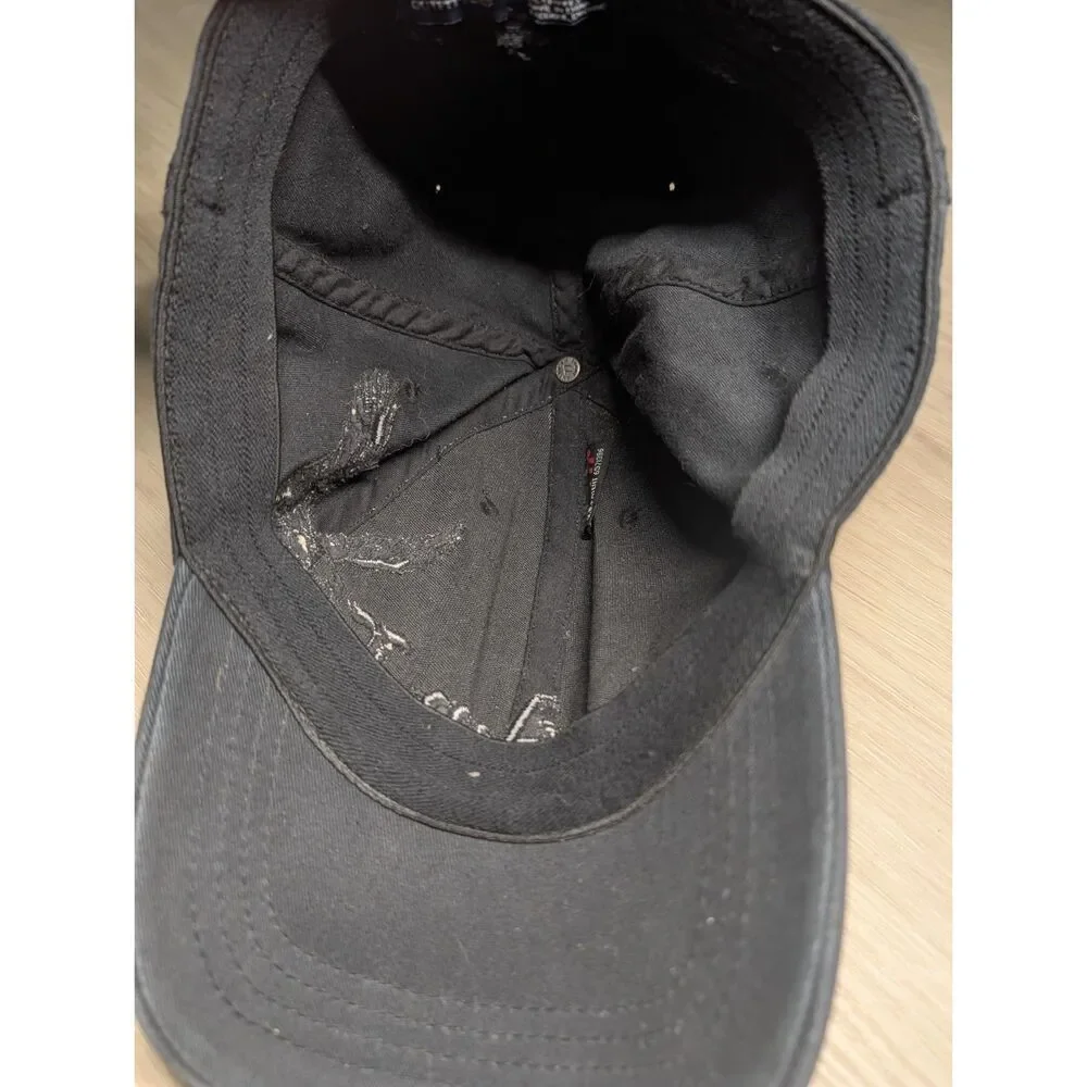 American Eagle Black Baseball Cap L-XL Tonal Embroidered Logo Stretch